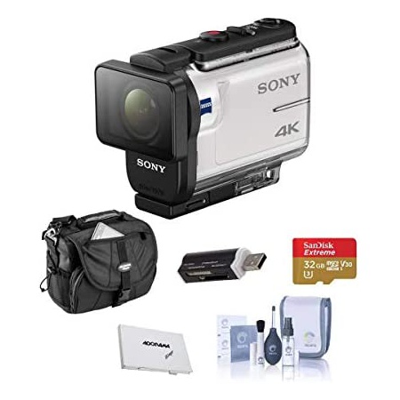 최근 많이 팔린 Sony FDR-X3000 4K 액션 카메라 Balanced Optical SteadyShot Wi-Fi 및 GPS-32GB MicroSDHC U3 카드 카, On