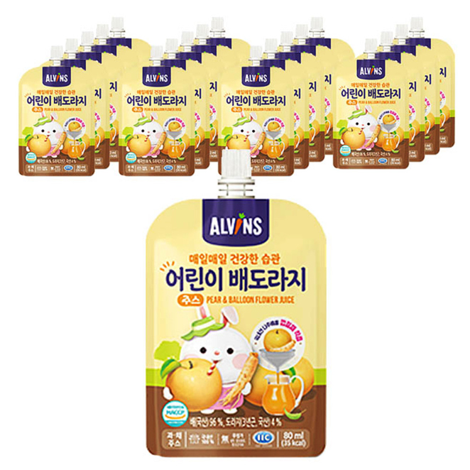 의외로 인기있는 엘빈즈 매일 매일 건강한 습관 어린이 주스 80ml, 배 + 도라지 혼합맛, 20개입 ··· 의외로 인기있는 엘빈즈 매일 매일 건강한 습관 어린이 주스 80ml, 배 + 도라지 혼합맛, 20개입 ···