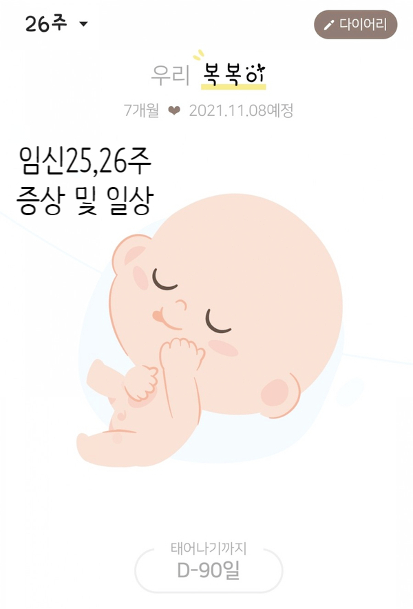  임신7개월 25,26주 증상 및 일상(임당검사,입체초음파,갈비뼈통증,치골통,배뭉침,환도,태동엄청활발)