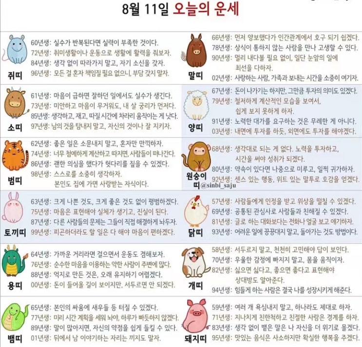 2021년 08월 11일 오늘의 운세 ! 띠별운세 ! 별자리운세! 2021년 08월 11일 오늘의 운세 ! 띠별운세 ! 별자리운세!