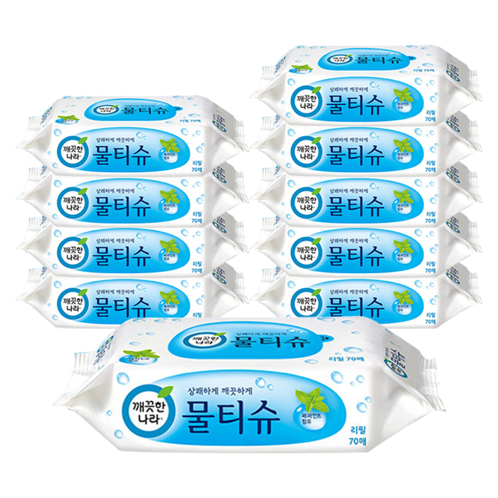 인기있는 깨끗한나라 페퍼민트 물티슈 리필형, 70매, 10팩 좋아요 인기있는 깨끗한나라 페퍼민트 물티슈 리필형, 70매, 10팩 좋아요