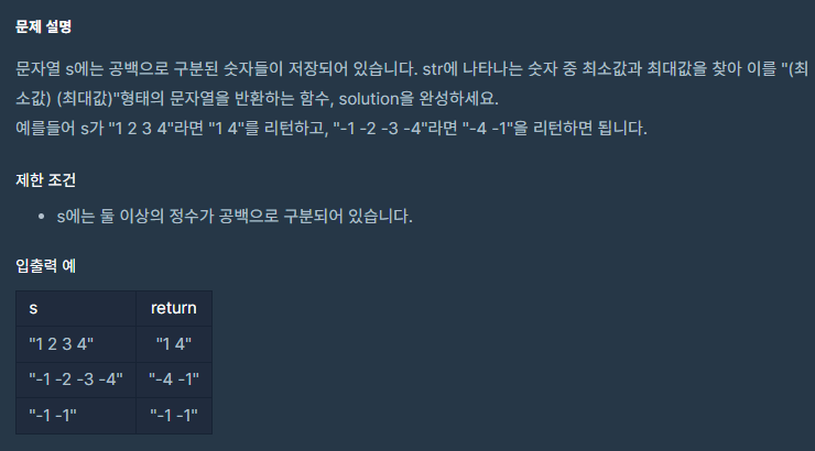  [프로그래머스] 최댓값과 최솟값(JavaScript)