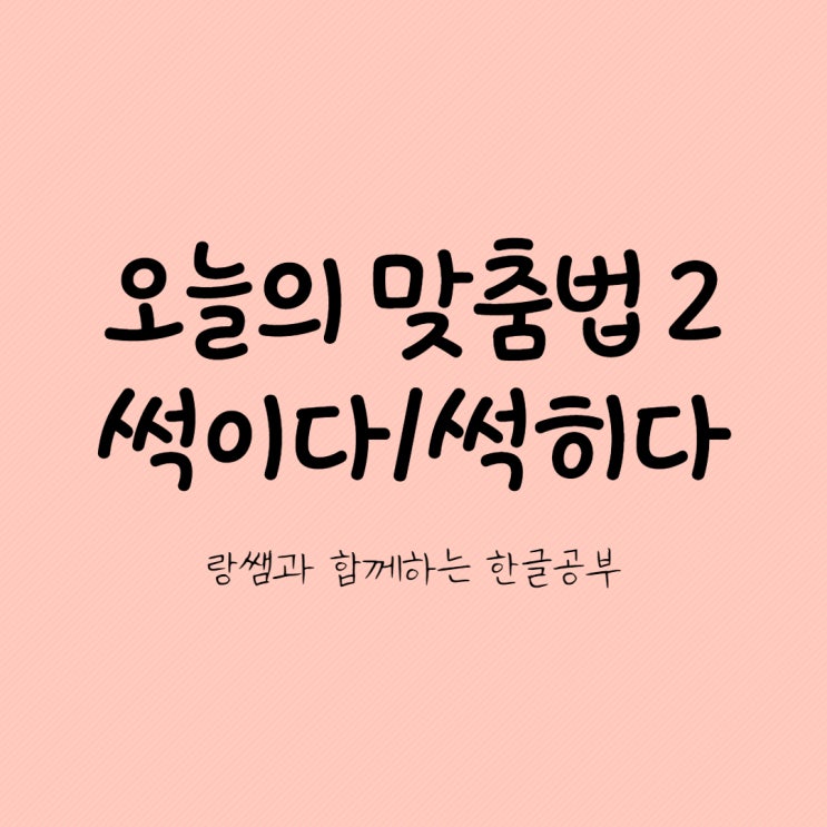  오늘의 맞춤법 2.썩이다 썩히다