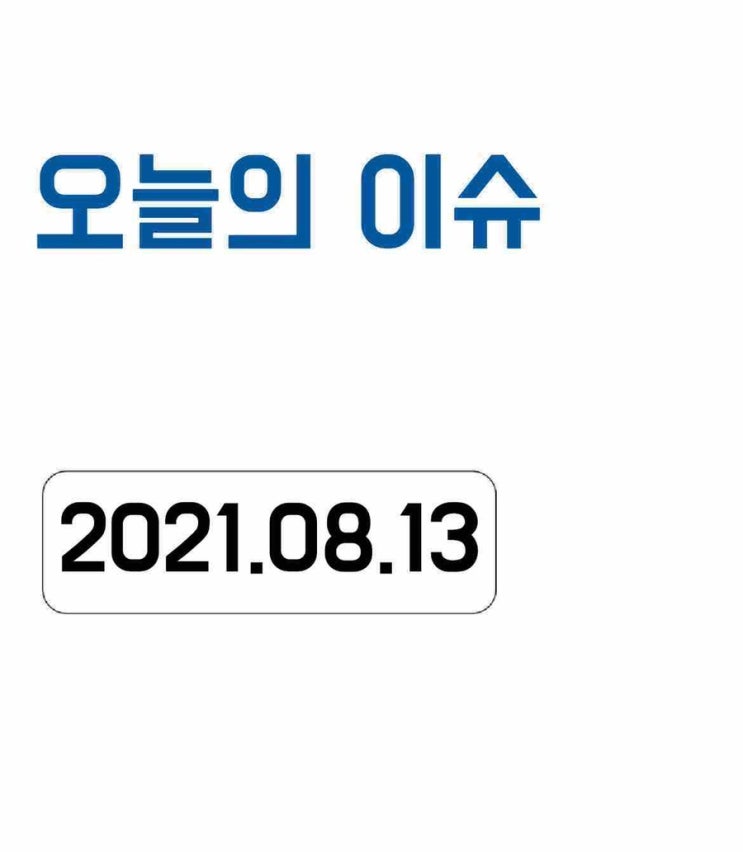  [오늘의 이슈] 2021년 8월 13일 오늘의 이슈