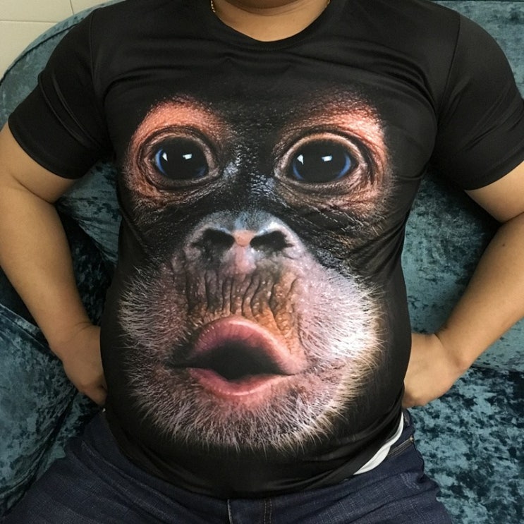 최근 인기있는 베씨 남성 반팔 원숭이 3D 입체 프린팅티셔츠 남자 맨투맨 ···