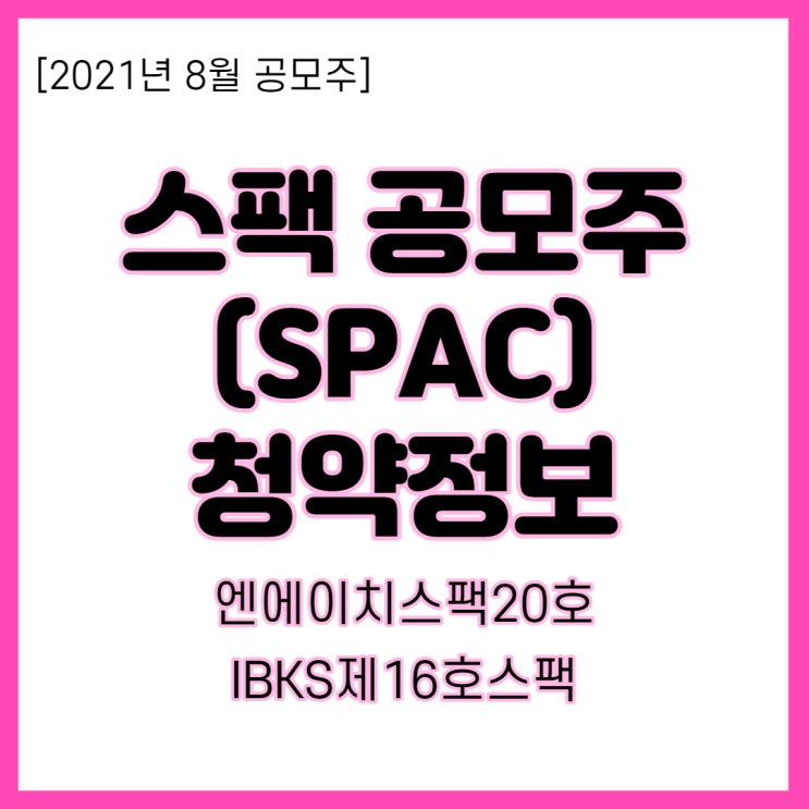  스팩주 (SPAC주식) 8월에 2개나? 스팩 공모주 청약 방법 (IBKS제16호스팩, 엔에이치스팩20호)