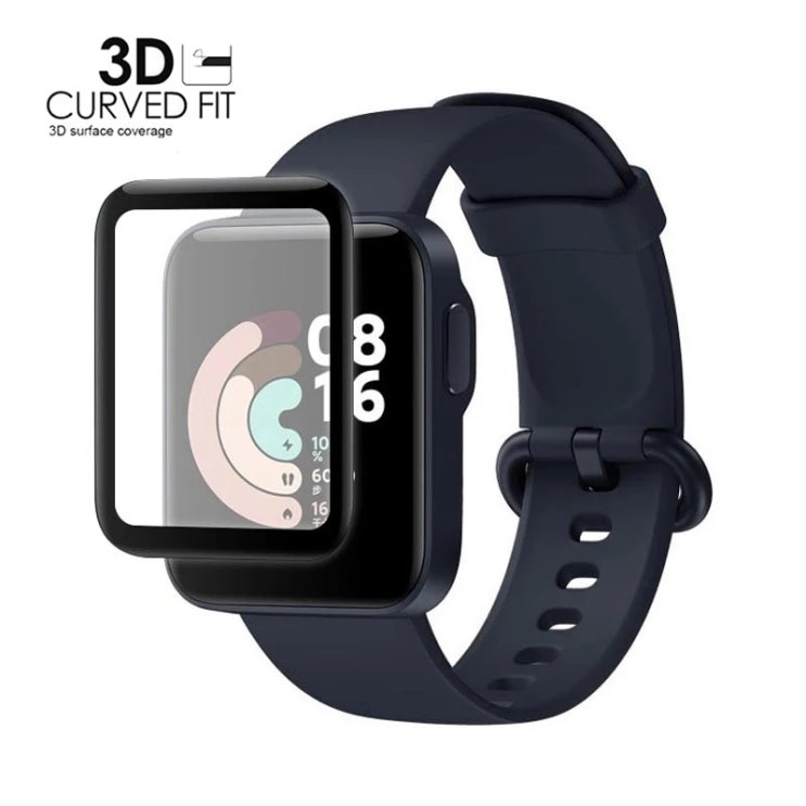 핵가성비 좋은 Xiaomi Mi Watch Lite 용 보호 필름 Redmi Mi Watch 액세서리 용 3D 곡선 가장자리 전체 덮개 화면 보호기|스마트 액세사리|, 1개, 단일