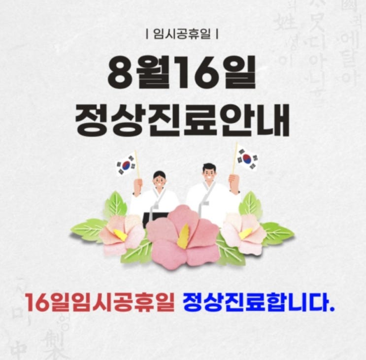  8월 16일 대체공휴일 정상진료