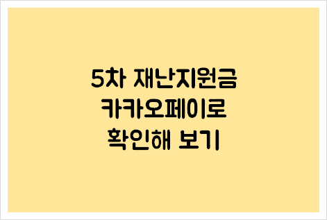 5차 재난지원금 확인해 보기(Feat.카카오페이)