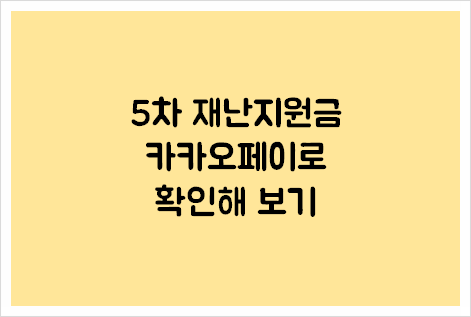  5차 재난지원금 확인해 보기(Feat.카카오페이)