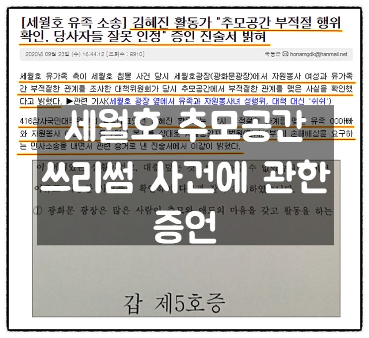 세월호의 불편한 진실, 세월호 추모공간 쓰리썸 사건에 관한 증언 세월호의 불편한 진실, 세월호 추모공간 쓰리썸 사건에 관한 증언