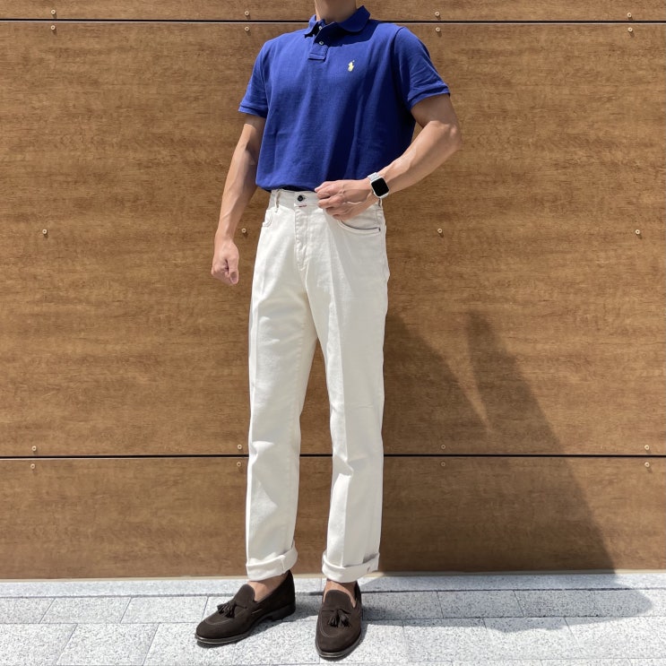  폴로 카라 티셔츠 데일리 룩 (Fall Royal / Yellow 색상)