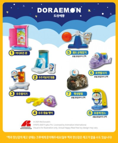  맥도날드 8월 해피밀 2021년 도라에몽 + LCK 콜라보 굿즈