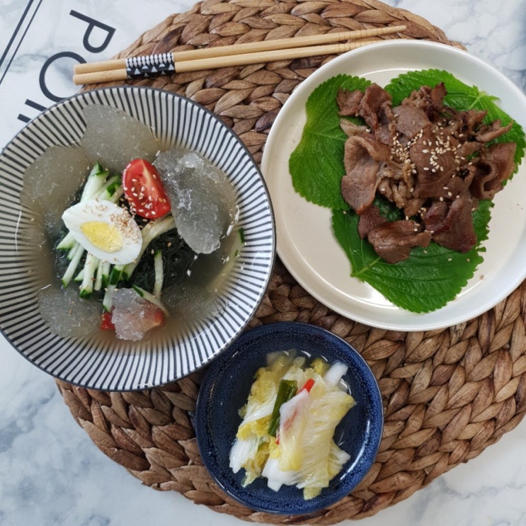  냉면은 역시 태백산채 고쌈물냉면 직화석쇠 불고기 존맛:))