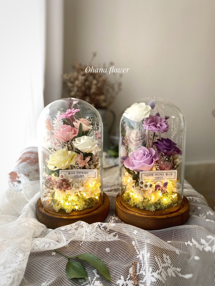  [부산 광안 꽃공방] 빛나는 유리돔속 시들지 않는 꽃, the preserved flower mood lamp