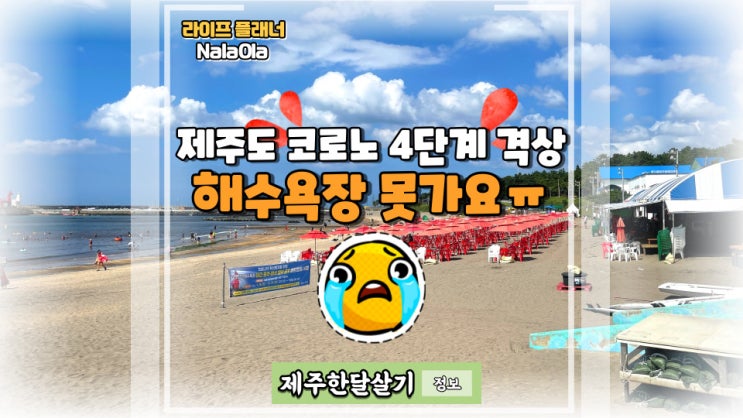  제주한달살기 중 터진 코로나 사회적거리두기 4단계 : 사실상 제주도 여름휴가 시즌종료 "해수욕장 물놀이 못해요!"
