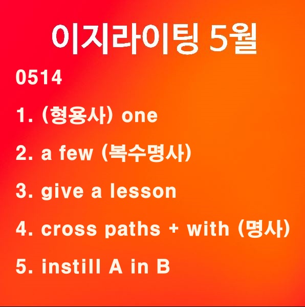 [이지라이팅 0514] (형용사) one / a few (복수명사) / give a lesson / cross paths with
