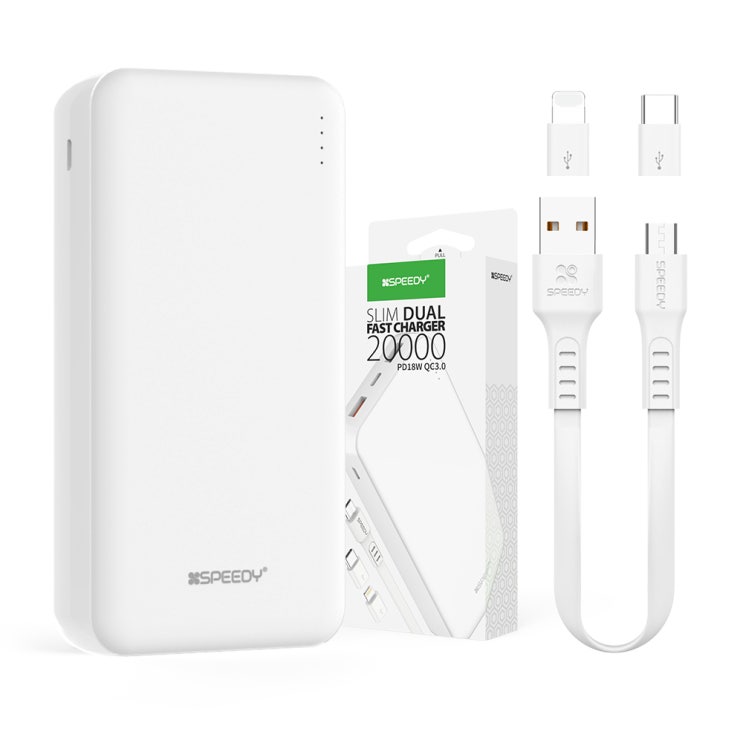 인기있는 SPEEDY 슬림 듀얼 고속 충전 보조배터리 PD3.0 20000mAh + 바나다 5핀케이블 + 8핀젠더 + C타입젠더, SPE-2PQPPB200, 혼합색상 추천해요