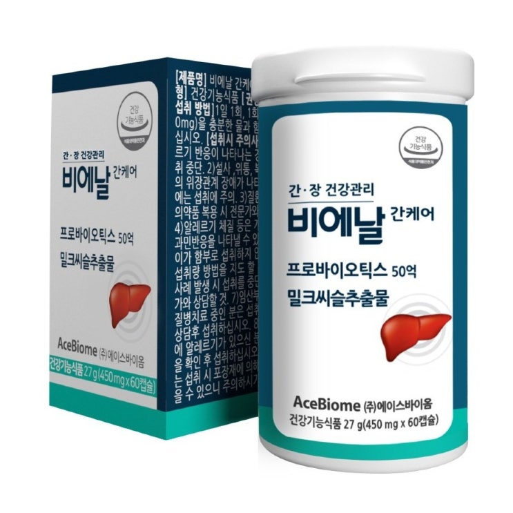 구매평 좋은 BNR17 비에날간케어 밀크씨슬유산균 간건강 장건강 1개월 캡슐, 1박스, 450mg 60캡슐 ···