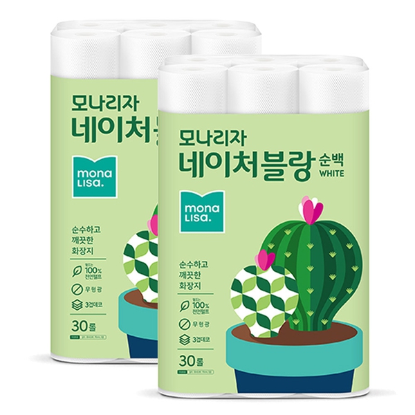 잘팔리는 모나리자 네이처블랑 순백 화장지 30m 30롤 2팩 좋아요 잘팔리는 모나리자 네이처블랑 순백 화장지 30m 30롤 2팩 좋아요