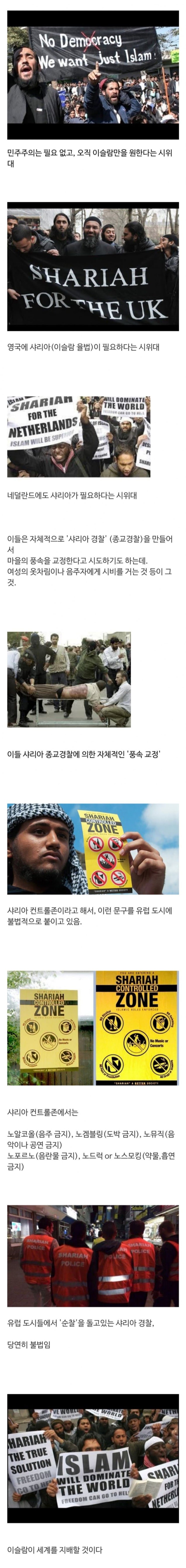  유럽...민주주의 거부...시위중인 무슬림들 ㄹㅇ...