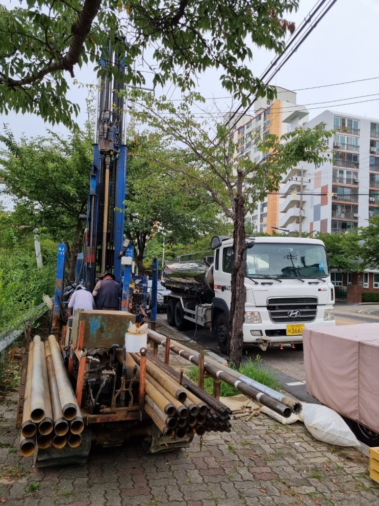  대전살수차 물차 청정살수, 공원 지반 지질조사 물공급 현장입니다.
