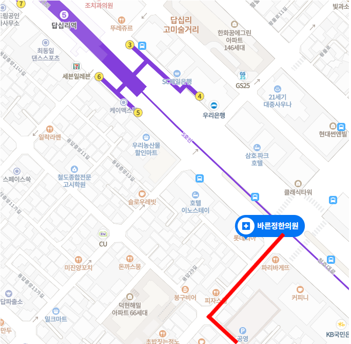 답십리 바른정 한의원 주차안내