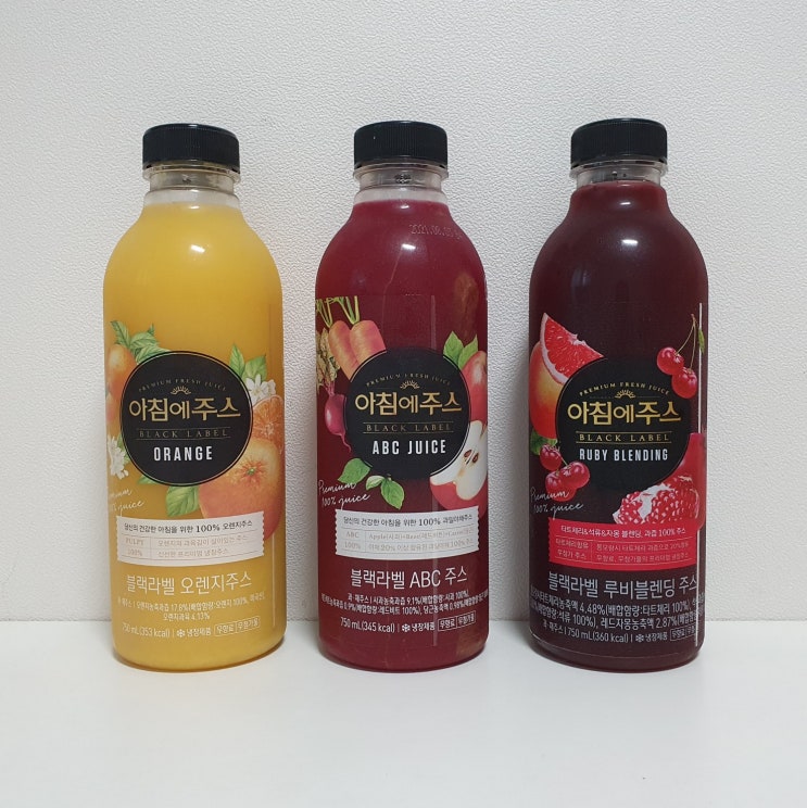  서울우유 아침에주스 블랙라벨 오렌지주스, abc주스, 타트체리