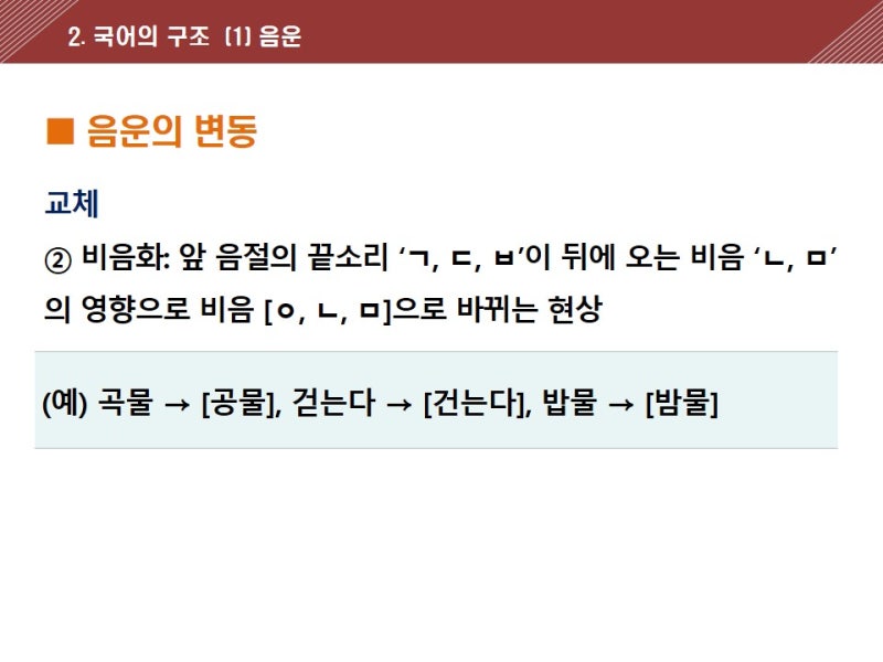 미래엔 매체와 언어 2. 국어의 구조 (1) 음운 1-9, 음운의 변동☞문제와 설명 : 네이버 블로그