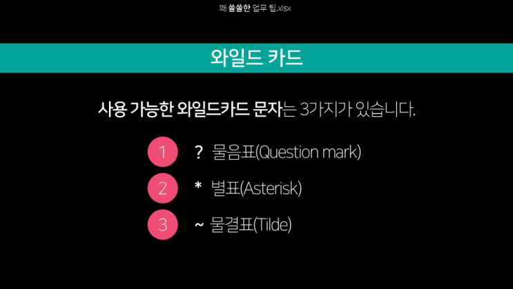  엑셀 | 텍스트 검색에 필수적인 와일드카드 사용법