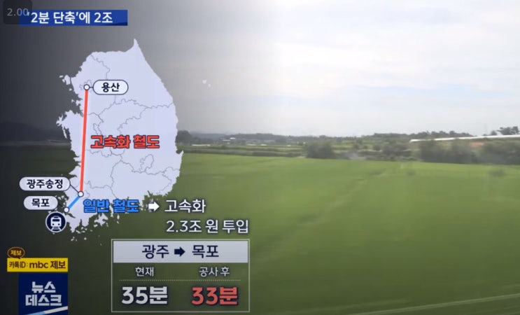  KTX호남선 2조3천억쓰고도 2분만 단축된 이유