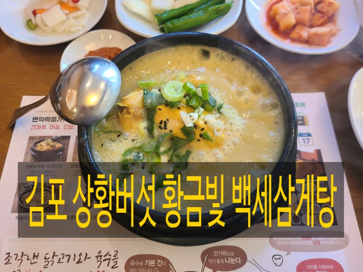  김포 상황버섯 한방 백세 삼계탕 맛집 먹어보니 백세까지 팔팔하게 거뜬히 살 기세. 해물파전 인삼주짱!
