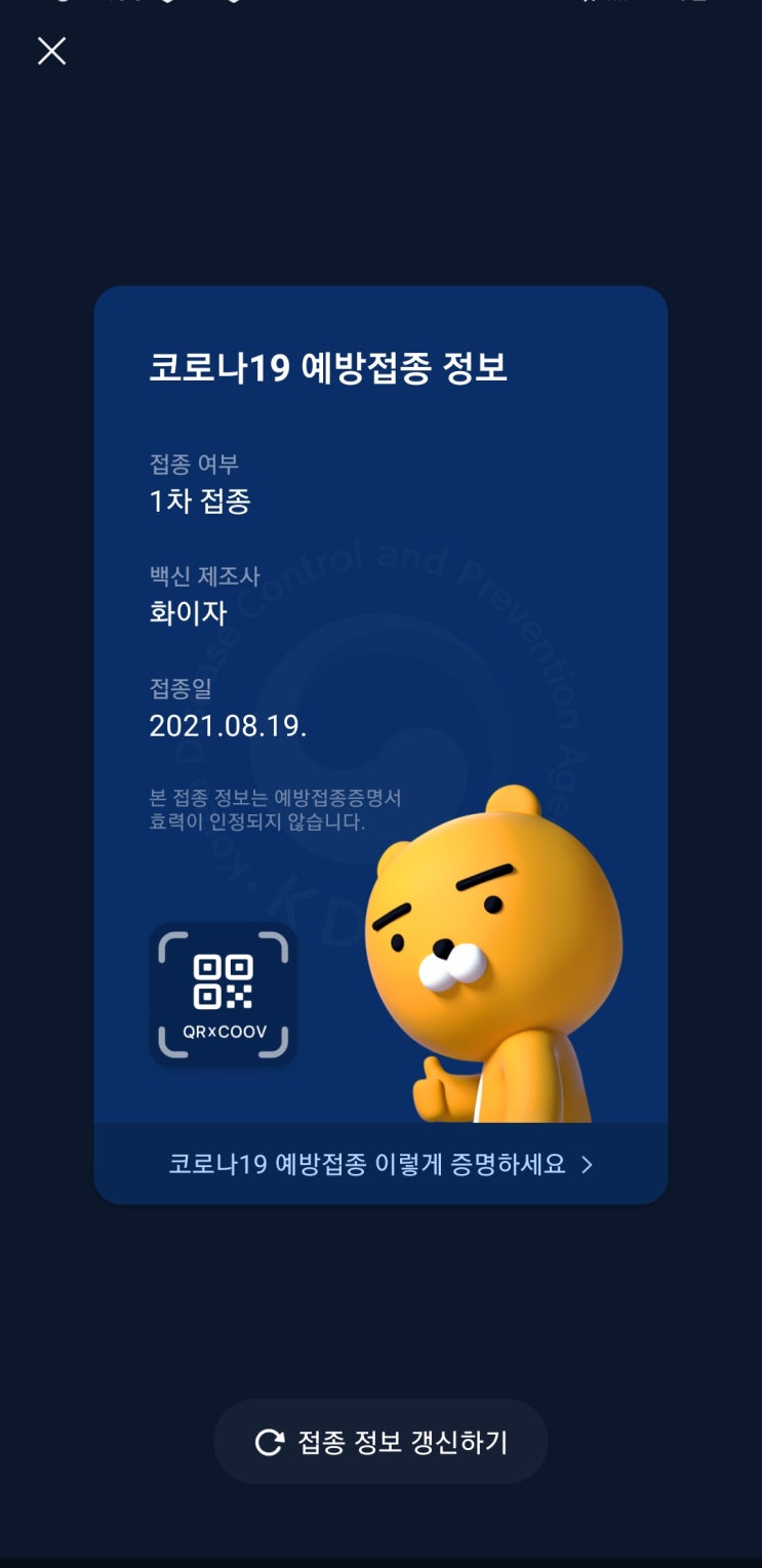  20대 화이자 백신 1차 접종 후기 ( +카카오톡 접종 정보 불러오기 )