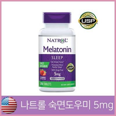 Natrol 나트롤 멜라토닌 5mg 250정 딸기맛 패스트 디졸브 제품 구매