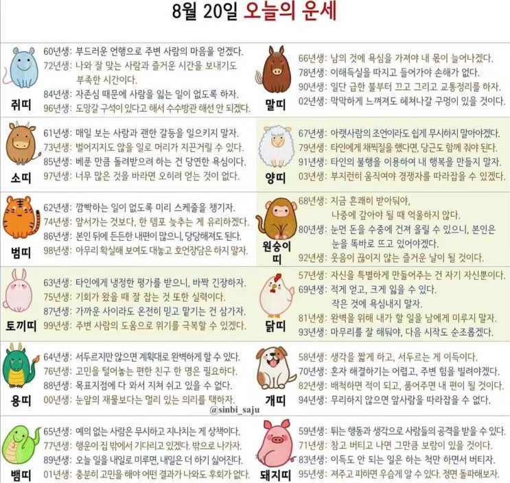2021년 08월 20일 오늘의 운세 ! 띠별운세 ! 별자리운세! 2021년 08월 20일 오늘의 운세 ! 띠별운세 ! 별자리운세!