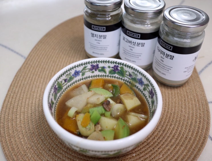  신선약초 천연조미료 세트로 된장찌개 만들기
