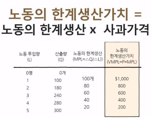  [경제공부][맨큐의 경제학] 소득분배의... - 생산소요시장(1) - 노동의 수요곡선