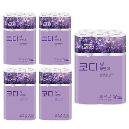 잘나가는 코디 라벤더 3겹 롤화장지 30m, 30롤, 5팩 좋아요 잘나가는 코디 라벤더 3겹 롤화장지 30m, 30롤, 5팩 좋아요