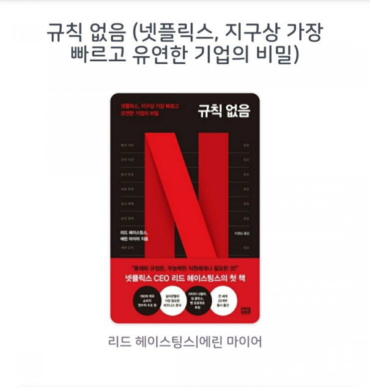  [서평][넷플릭스 3탄] 규칙 없음 리드 헤이스팅스, 에린 마이어