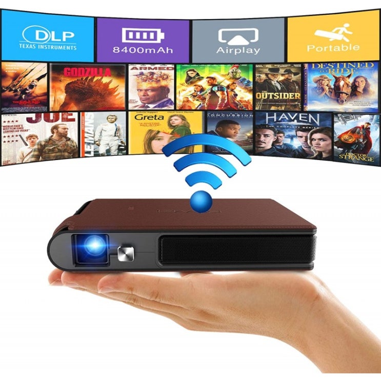  핵가성비 좋은 WIKISH 포켓 3D 미니 프로젝터 무선 WiFi Dlp 1080P 지원 스마트 폰 노트북 Ps5 Wii 용 배터리 스크린 미러가있는 홈 시어터, 1, 단일옵션 좋