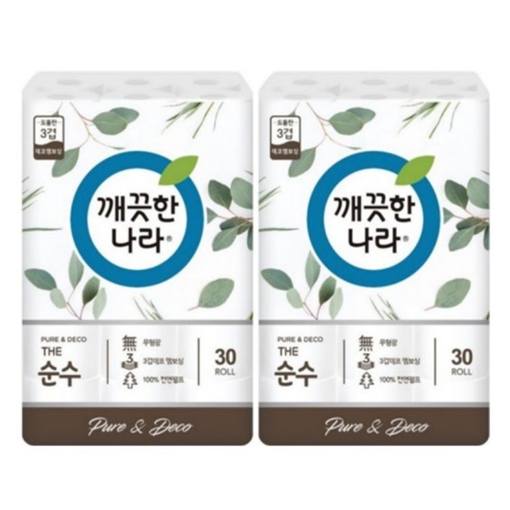 인지도 있는 깨끗한나라 3겹 데코 더 순수 천연펄프 롤화장지 27m, 2개, 30롤 ··· 인지도 있는 깨끗한나라 3겹 데코 더 순수 천연펄프 롤화장지 27m, 2개, 30롤 ···