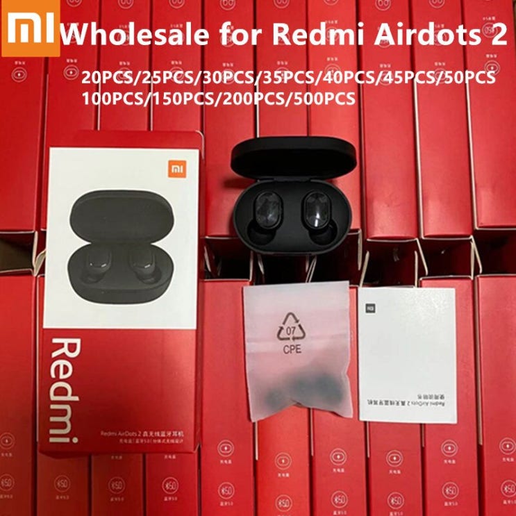 최근 많이 팔린 도매 원래 Xiaomi Redmi Airdots 2 TWS 블루투스 이어폰 스테레오베이스 Eeadphones 마이크 핸즈프리 이어폰 AI 컨트롤|블루투스 이어폰 &