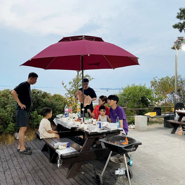  보령 비체팰리스 해변 바베큐 바다세트 일몰보며 즐겼어요