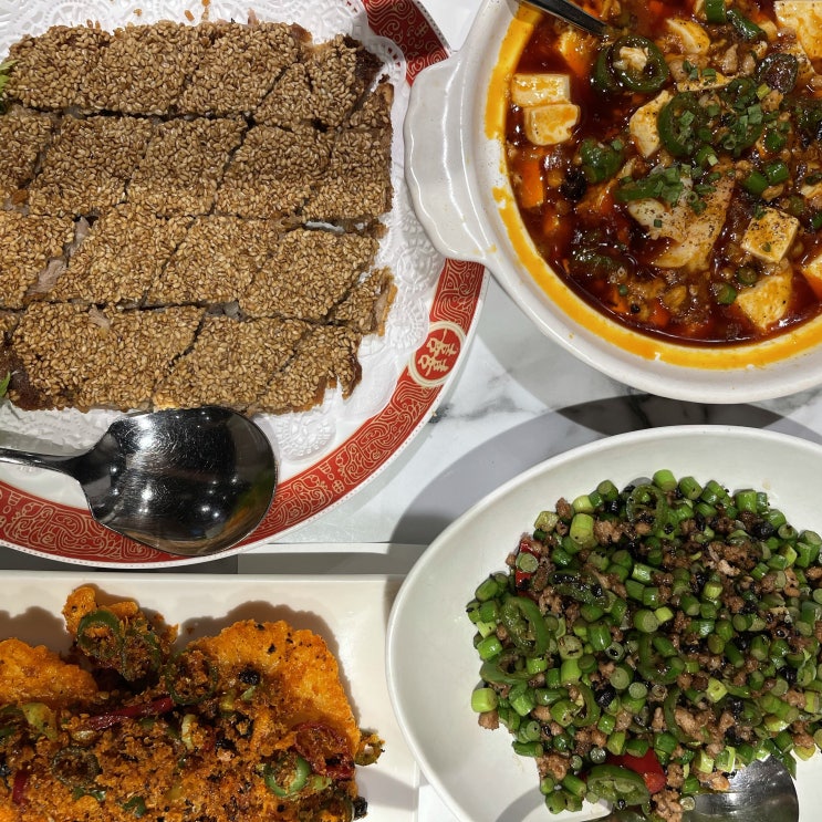  [을지로 중식당] 을지로입구역 맛집 초류향_참깨오리/마파두부/파리머리볶음/마늘새우 뿌시고왔다