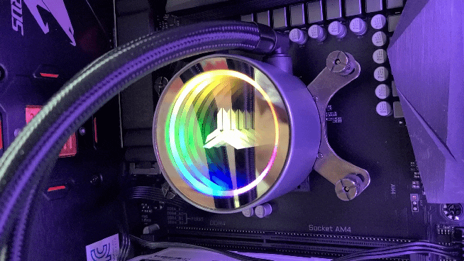  화려한 인피니티 써클 펌프 디자인 가성비 수랭쿨러 JONSBO SHADOW 240 ARGB 블랙