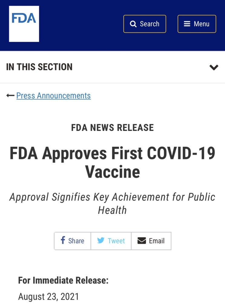  FDA Approves First COVID-19 Vaccine