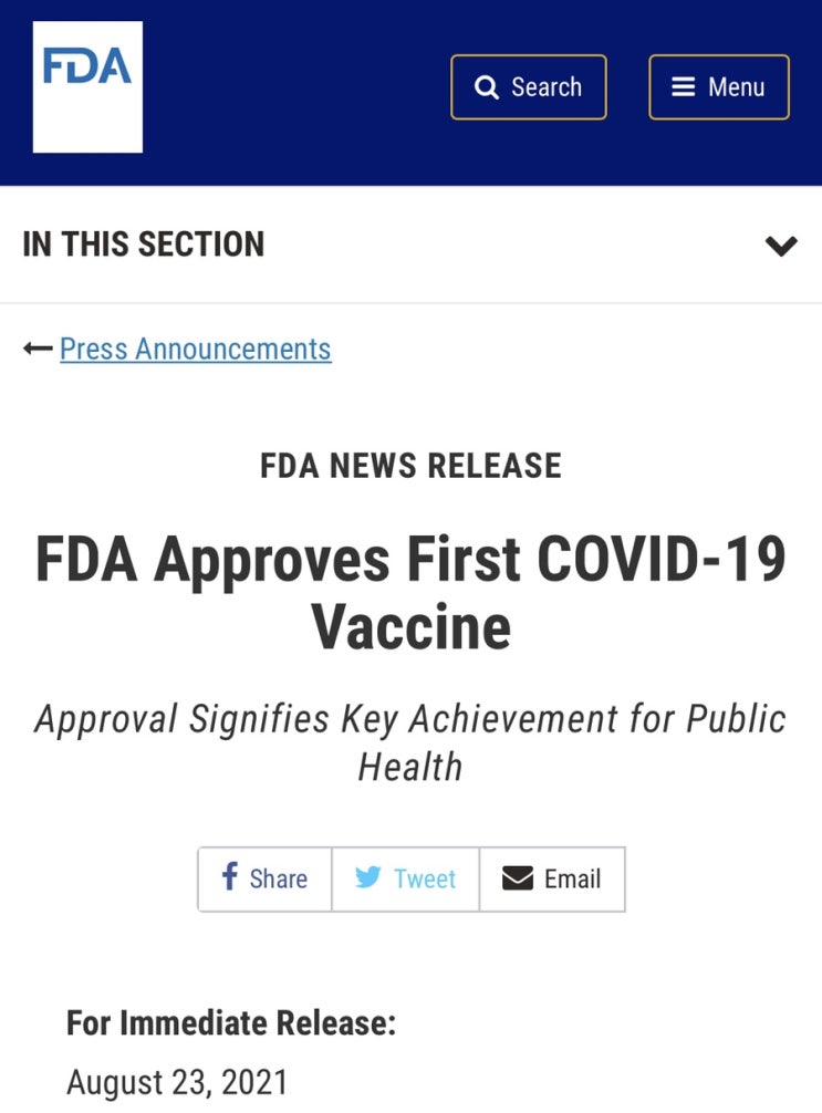 FDA Approves First COVID-19 Vaccine