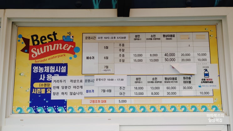  포천 페리아도 워터파크 취사 가능 수영장 C구역 이용후기, 파도풀 신난다!