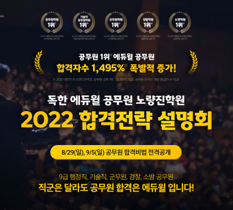  [군무원학원] 독한 에듀윌 군무원 노량진학원 2022 합격전략설명회 (8/29,일)