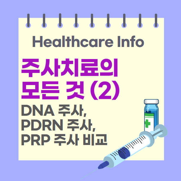 [Healthcare Info_주사치료] DNA 주사, PDRN 주사 PRP(피알피)주사 특징, 가격, 치료 횟수 등